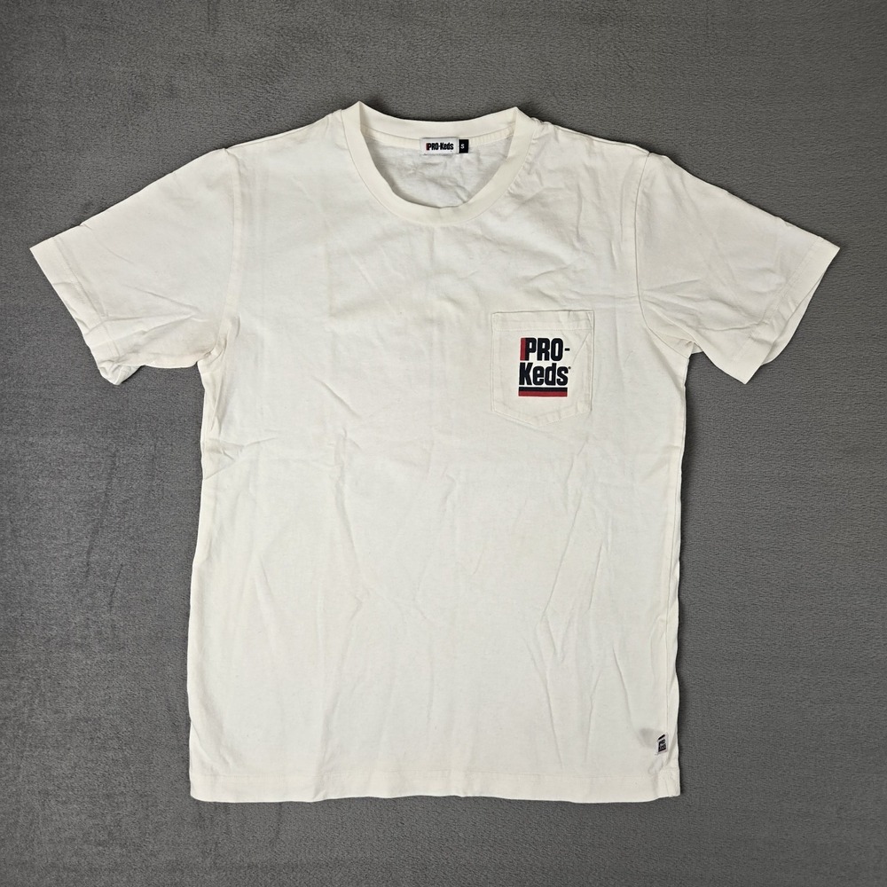 Pro Keds T-Shirt Mens Small White Logo Pocket Tee Cool Retro Hip Hop Shoes